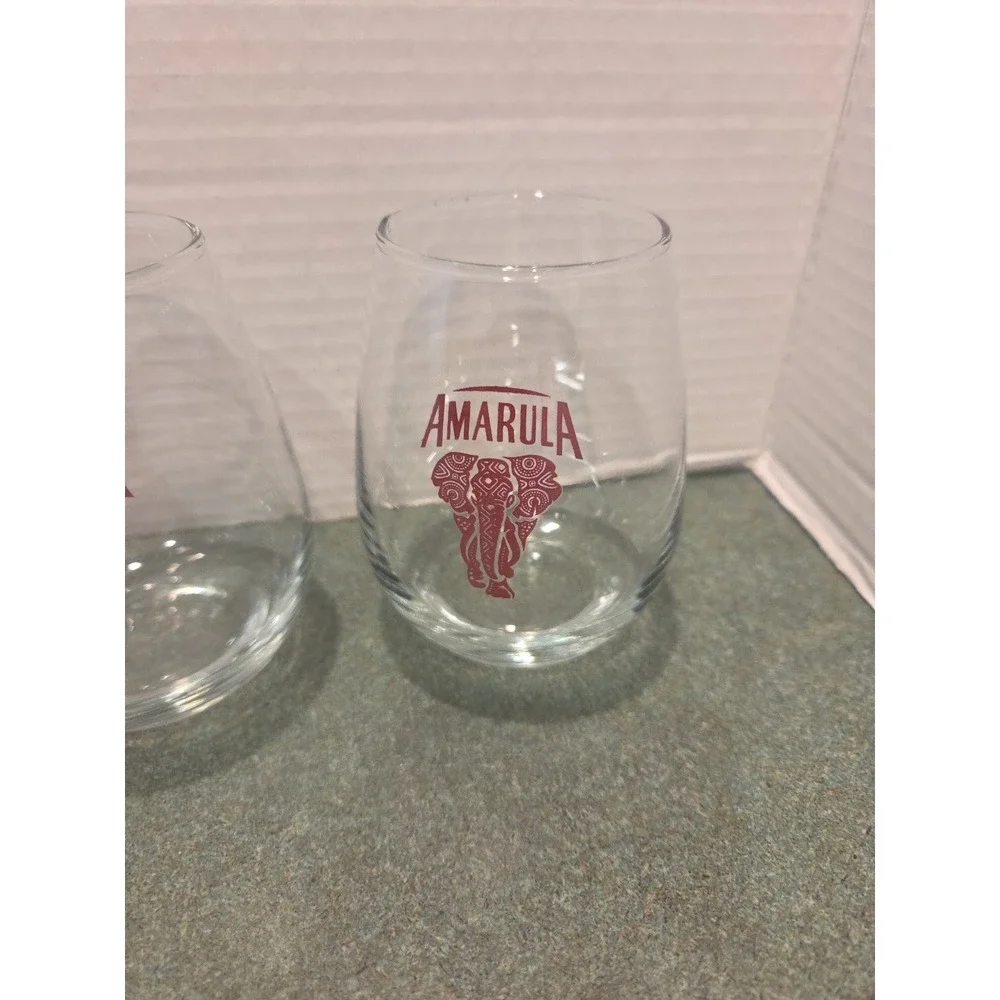 Amarula Liqueur Glasses Red Elephant Logo Barware Set of 4 glasses (Multiples)